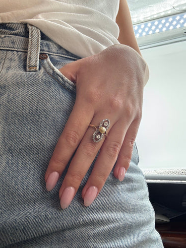 Bague 56 Bague XIXème - Or, perle et diamants 58 Facettes 1187