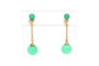 Boucles d'oreilles contemporaines en or jaune 14 carats serties de jade