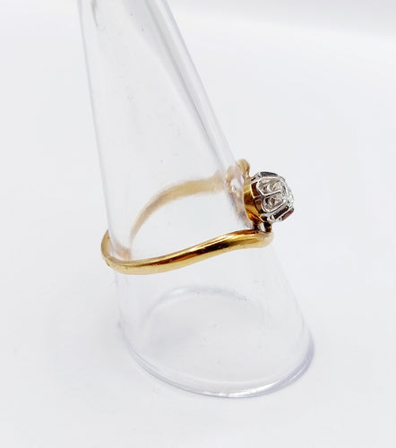 Bague Toi et Moi ancienne en or 18k et diamants taille ancienne