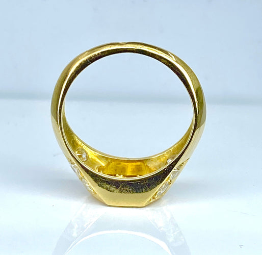 Bague 47 Chevalière or jaune 15 diamants 58 Facettes AB634