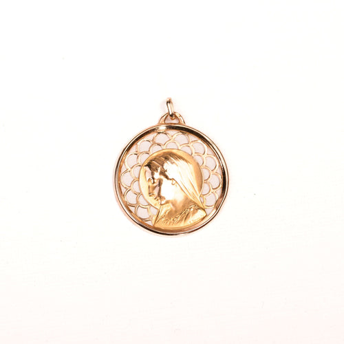 Dropsy-Médaille ancienne Vierge en or jaune