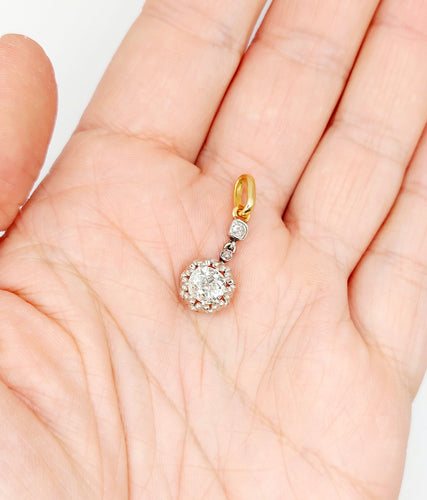 Pendentif antique taille ancienne en or 18k et platine et diamants