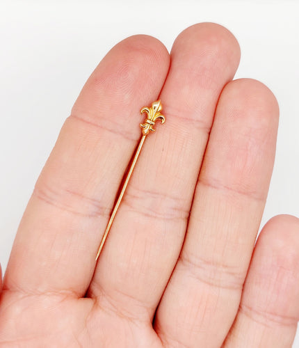 Epingle antique cravate ou foulard or rose fleur de lys (circa 1900)