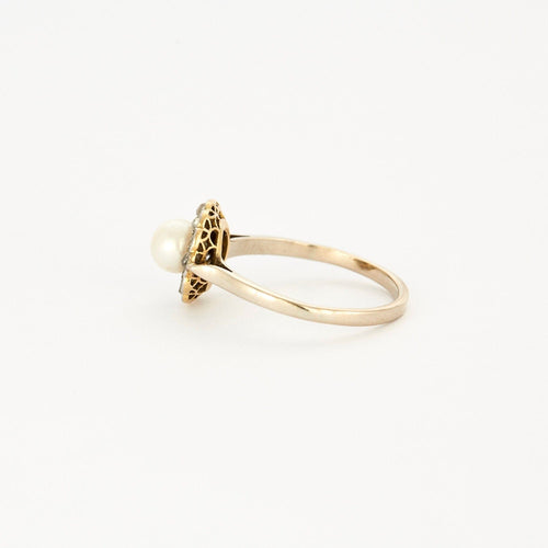 Bague Bague marguerite ancienne perle et diamants 58 Facettes
