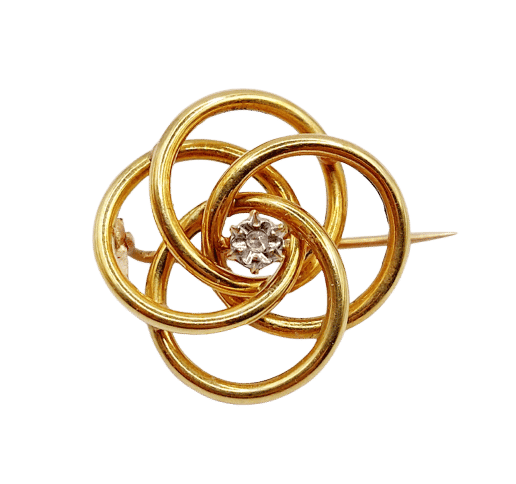Broche Broche fleur art nouveau en or 18k et diamant taille rose 58 Facettes A06423