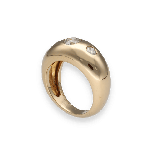 Bague 52 Bague Cartier Jonc en or jaune 18K avec trois diamants brillants - Vers 1990 - Taille 52 - Boite dorigine 58 Facettes FB10619