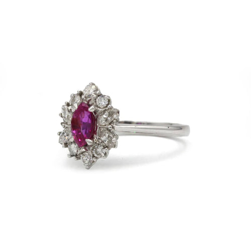 Bague 52 Bague marguerite or 750 diamants et rubis 58 Facettes 1306