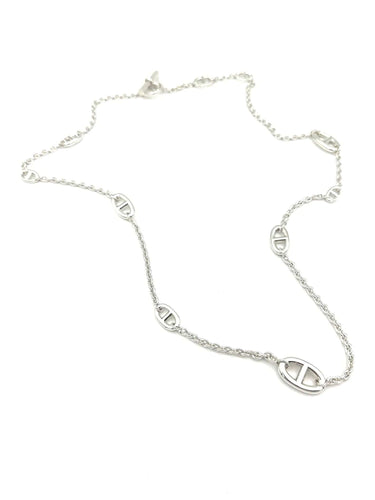 Collier HERMES. Collection "Farandole", sautoir argent 80cm 58 Facettes