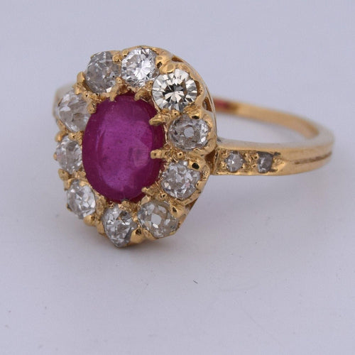 Bague 52 Bague victorienne en or jaune 18 carats avec rubis et diamants 58 Facettes AN558