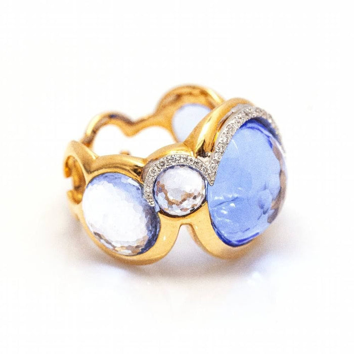 Bague 54 Bague BLUE SKY en or avec diamants et topaze 58 Facettes D363772UZ