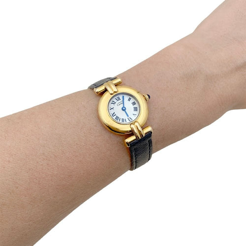Montre Montre Cartier, "Colisée Must", argent plaqué or, cuir. 58 Facettes 34848