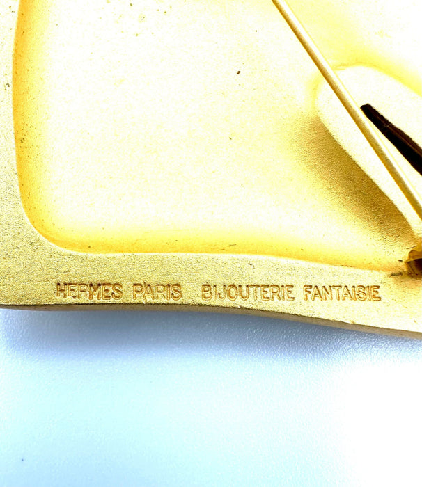 Broche HERMES - Broche vintage plaquée or 58 Facettes