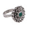 Bague 53 Bague Fleur Or gris Diamants Emeraude 58 Facettes