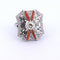 Bague 54 Bague en platine avec diamants et corail 58 Facettes