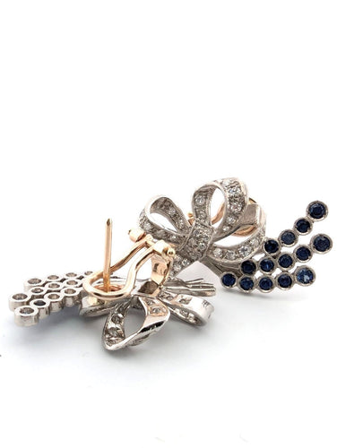 Boucles d'oreilles Boucles d'oreilles en platine avec des saphirs et des diamants 58 Facettes