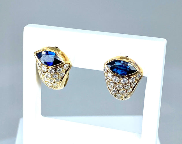 Boucles d'oreilles Boucles d’oreilles Saphirs navettes Diamants 58 Facettes AB235