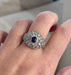 Bague 57 Art Déco style ring platinum, diamonds, sapphires. 58 Facettes