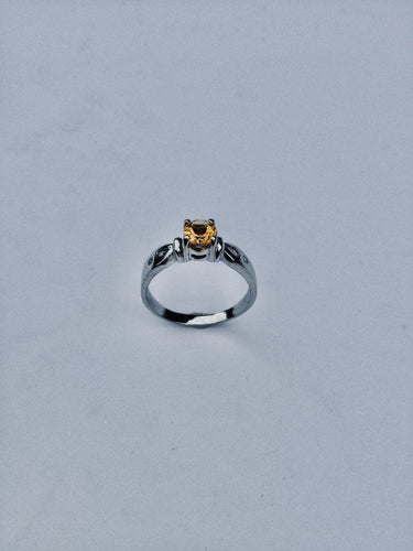 Bague 57 Bague Or Blanc Diamants Citrine 58 Facettes