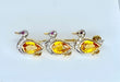 Broche or, 3 canards en saphirs jaunes , diamants et rubis 58 Facettes AB455