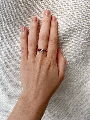 Bague 52 Bague "Toi et Moi" rubis et diamants en or jaune 58 Facettes BJ-002