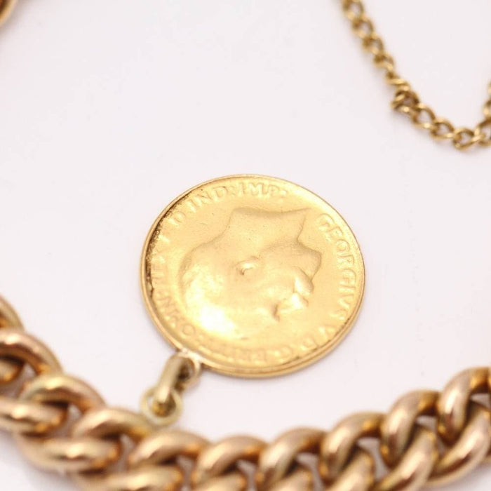 Bracelet Bracelet barbu en or massif 18 carats avec pièce de monnaie 58 Facettes E361005