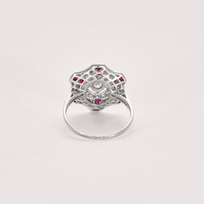 Bague 54 Bague style Art Déco diamants rubis 58 Facettes