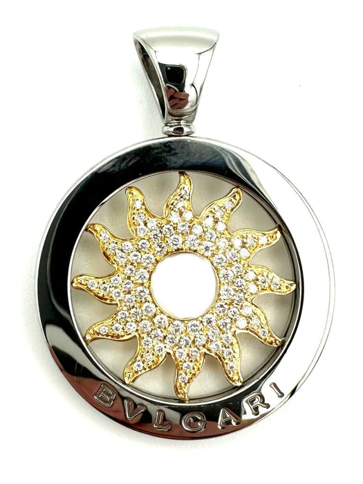 Pendentif BULGARI - Collection Tondo pendentif en or et acier diamants 58 Facettes