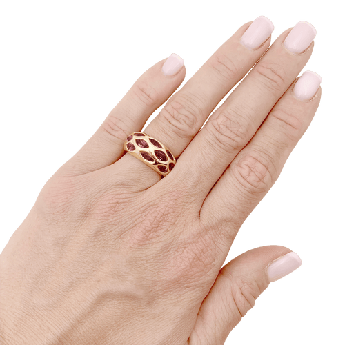 Bague 51 Bague jonc bombé, or jaune, tourmalines roses. 58 Facettes 34650