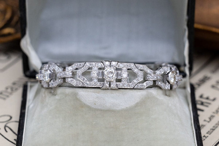 Bracelet Bracelet Art Déco unique en platine avec diamants 58 Facettes 10501