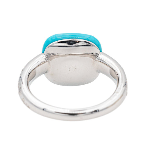Bague 54 Pomellato Bague Capri Or blanc Turquoise, Diamant 58 Facettes 3726310CN