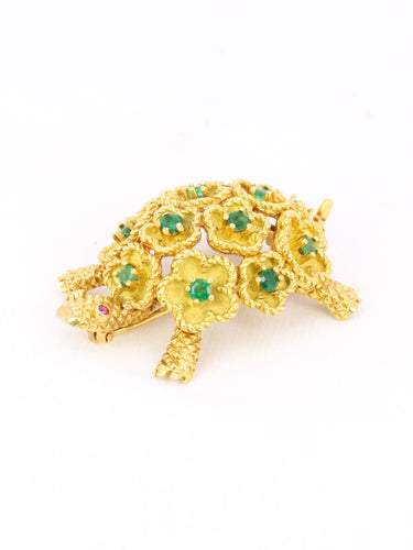 Broche Broche Tortue or jaune émeraudes rubis 58 Facettes 1170.2