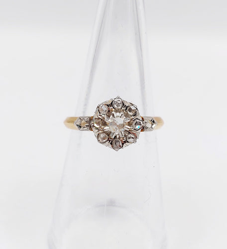 Bague 52.5 Bague marguerite victorienne or jaune, diamants taille rose (circa 1890) 58 Facettes A06138