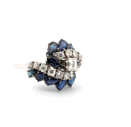 Bague 55 Bague en or blanc avec saphirs et diamants 58 Facettes