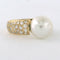 Bague 55 Bague en or jaune avec perle et diamants taille brillant 58 Facettes