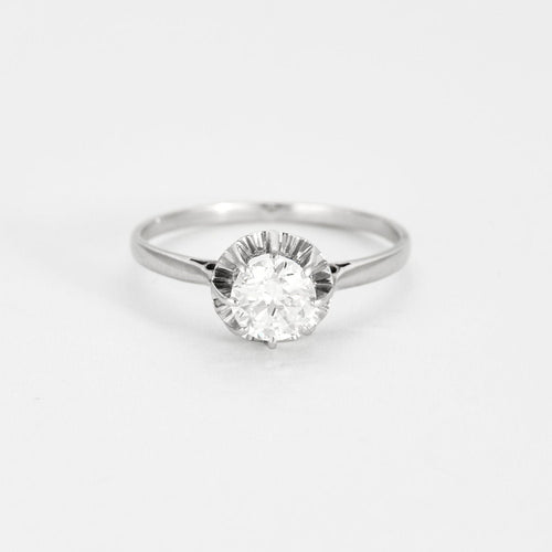 Solitaire or blanc et diamant