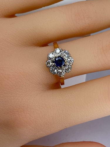 Bague Bague marguerite en or blanc en saphir et diamants 58 Facettes AB476