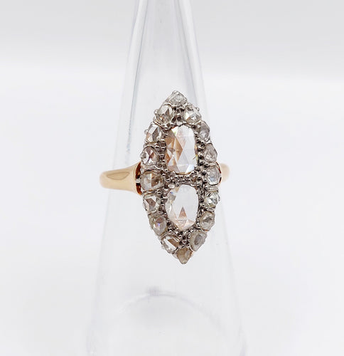 Bague 50 Bague marquise antique or rose diamants taille rose (circa 1900) 58 Facettes A06286