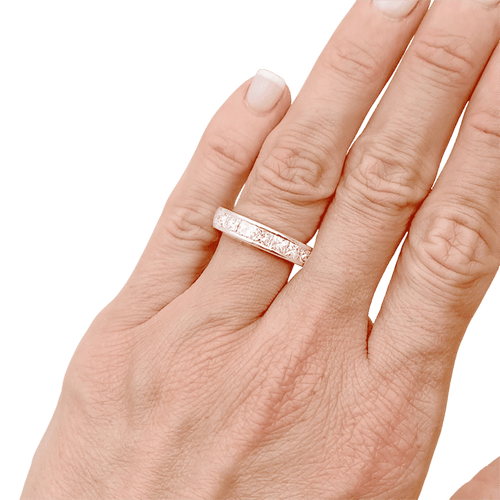 Bague 51 Alliance tour complet, platine, diamants princesse. 58 Facettes 34606