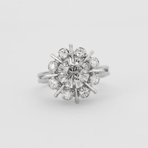 Bague 53 BAGUE MARGUERITE DIAMANTS EN PLATINE 58 Facettes