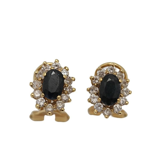 Boucles d'oreilles boucles d'oreilles rosace en or, diamants et saphirs 58 Facettes E363481A