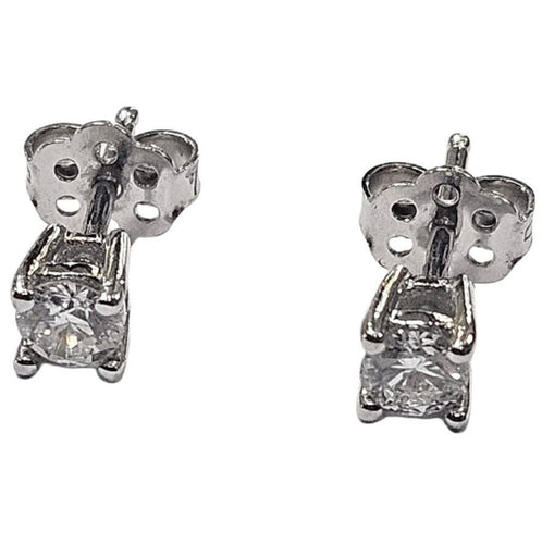 Boucles d'oreilles Boucles d'oreilles clous classiques avec diamant naturel, taille brillant, or blanc 58 Facettes Q406B