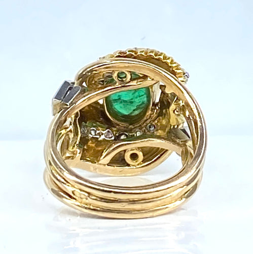 Bague 51.5 Bague en or jaune et platine, émeraude et diamants 58 Facettes AB539