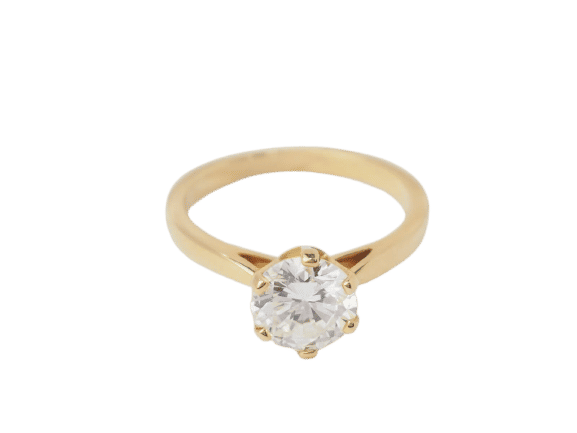Bague 54 Bague solitaire en or jaune et diamant 1.59ct 58 Facettes 32058
