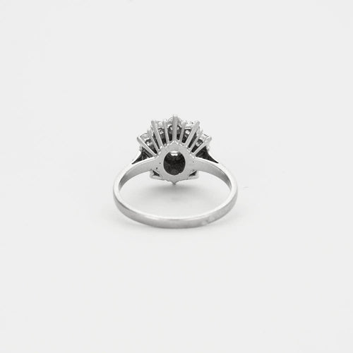 Bague 54 Bague platine et or gris avec diamants 58 Facettes GU65