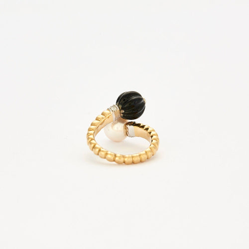 Bague 51 Bague diamants, perle et onyx 58 Facettes 2507