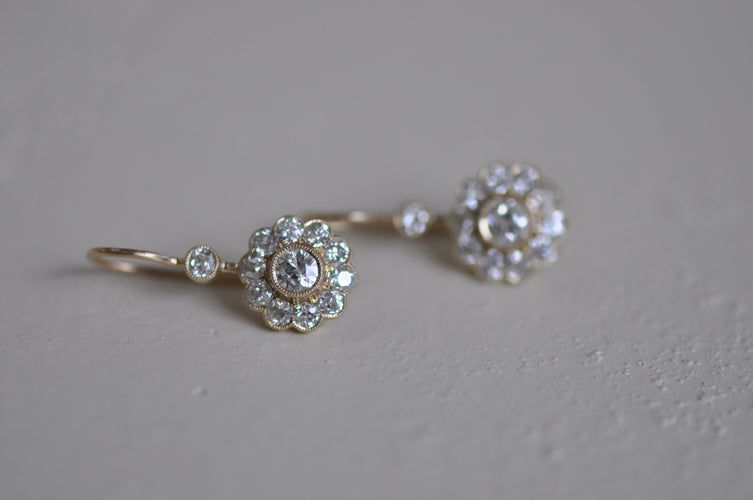 Boucles d'oreilles Boucles d'oreilles anciennes en or jaune et diamants 58 Facettes
