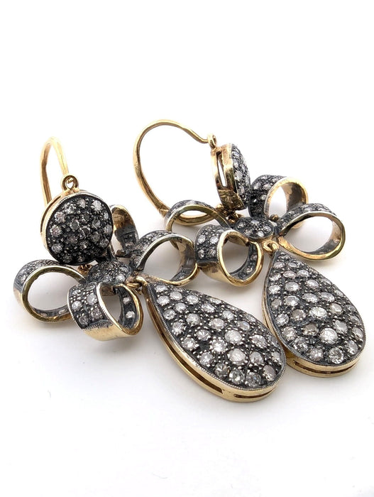 Boucles d'oreilles Boucles d'oreilles or jaune et argent avec diamants 58 Facettes