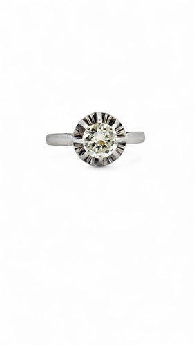 Solitaire ancien en platine et diamant T50 ajustable