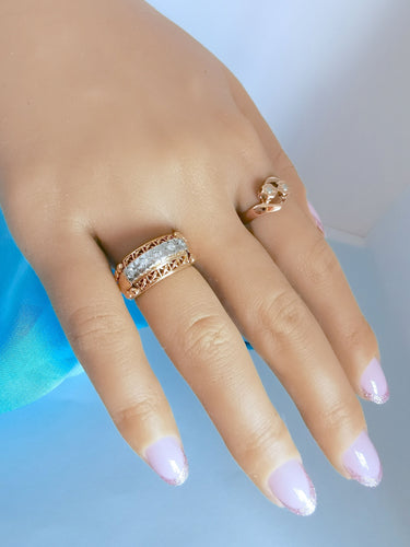 Bague 52.5 Bague Vintage (1940-1950) diamants or rose et or blanc 18K 58 Facettes 1762