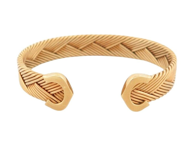 Bracelet vintage bracelet CARTIER double c tisse or jaune 18k jonc 33.5gr   boite 58 Facettes 271626